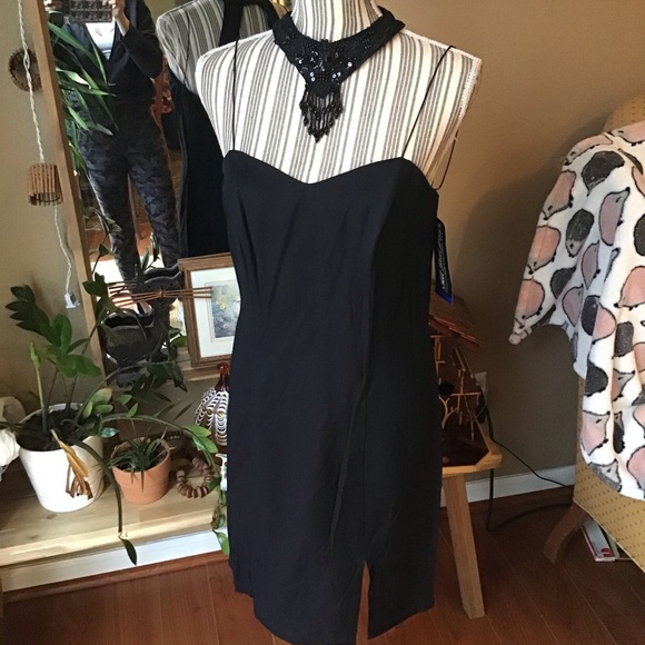 Vintage new old stock All That Jazz choker mini dress beaded detail size 13/14 - Picture 9 of 11